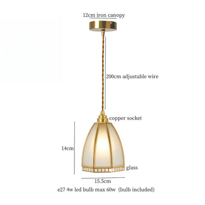 DecorBites™ Brass Amber Glass LED Pendant Light for Restaurant Bedside Kitchen Loft Bar