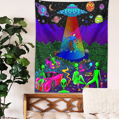 Decobites UFO Cartoon Tapestry Wall Hanging for Home Decor