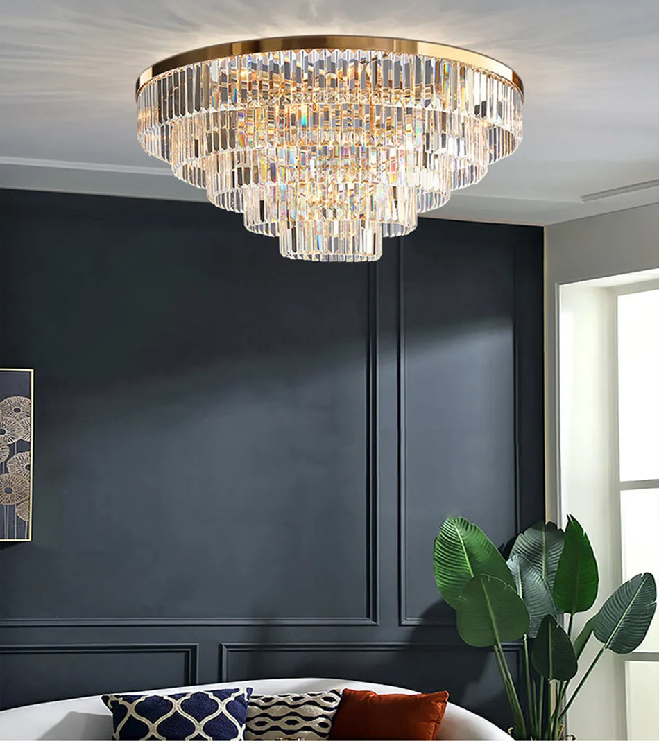 Decorbites™ Gold LED Kristall-Deckenleuchte für modernes Wohnzimmer, luxuriöse Heimdekoration