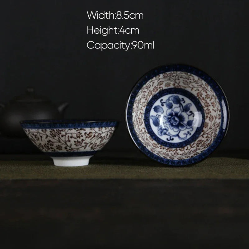 DecorBites™ Blue and White Porcelain Hand-Painted Tea Cups - Set of 1