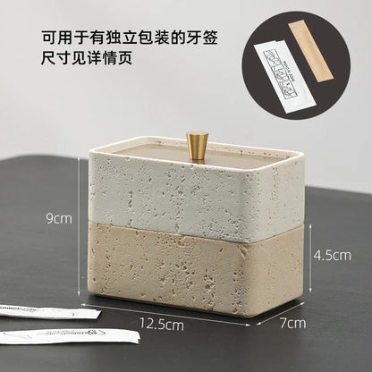 DecorBites™ Double Decker Jewelry Organizer with Natural Stone, 2 in 1 Floss Box & Bathroom Ornament