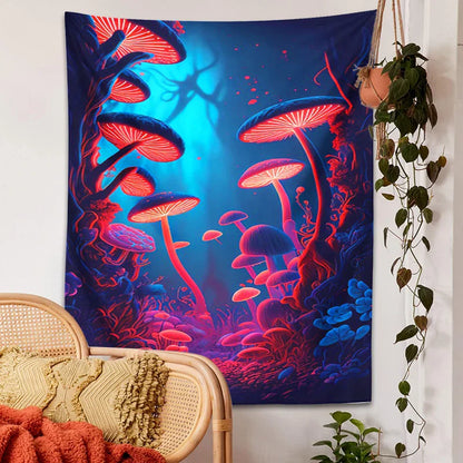 Decobites Psychedelic Mushrooms Tapestry Wall Hanging for Colorful Home Decor