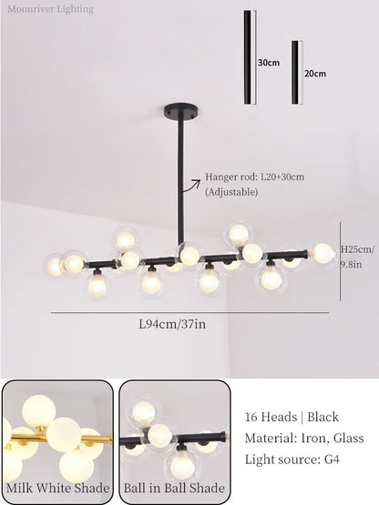 Lámpara colgante moderna DecorBites™ con bola de cristal y luz LED para decoración del hogar