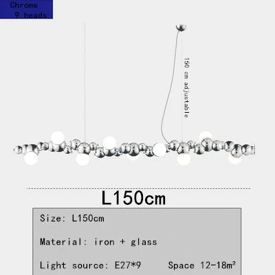Lámpara de araña LED tipo oruga DecorBites™: Elegante lámpara colgante larga para sala de estar, restaurante u hotel.