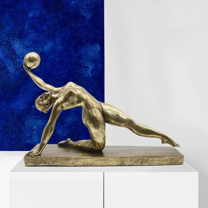 DecorBites™ Figura de gimnasta dorada, decoración para el hogar, artesanías de resina