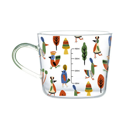 DecorBites™ 500ml Glass Mug with Handle and Scale for Breakfast Milk at Home or Office