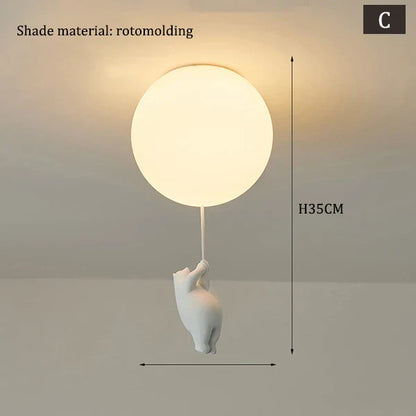 DecorBites™ Children Nordic Bear Astronaut LED Ceiling Chandelier - Kid's Theme Decor