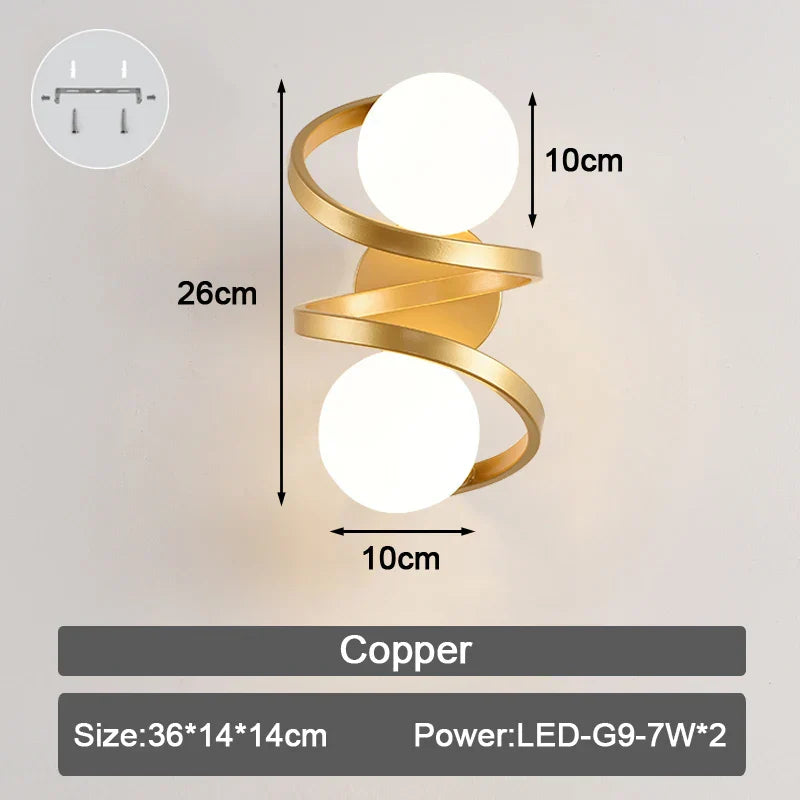 DecorBites™ Frosted Glass Ball LED Wall Lamp for Corridor, Aisle, and Bedroom