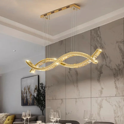 DecorBites™ Crystal Strip Chandelier: Modern Minimalist Ceiling Light for Artistic Indoor Lighting