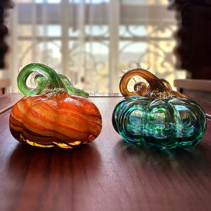 DecorBites™ Handmade Glass Pumpkin Figurines Collectible Statue Home Decor