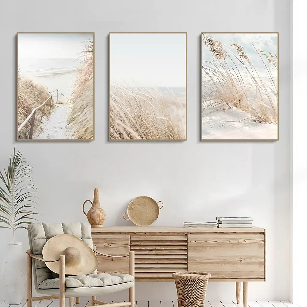DecorBites™ White Seascape Canvas Set - Beach & Botanical Wall Art