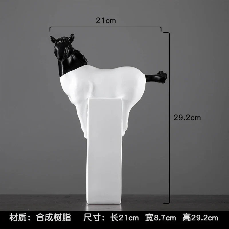 DecorBites™ Golden Horse Abstract Sculpture: Elegant Running Horse Figurine for Home Decor