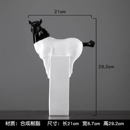 DecorBites™ Golden Horse Abstract Sculpture: Elegant Running Horse Figurine for Home Decor