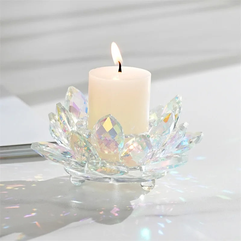 DecorBites™ Crystal Lotus Candle Holder Aromatherapy Base Candelabros