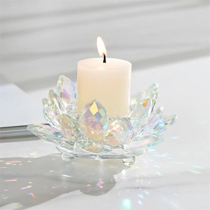 DecorBites™ Crystal Lotus Candle Holder Aromatherapy Base Candelabros