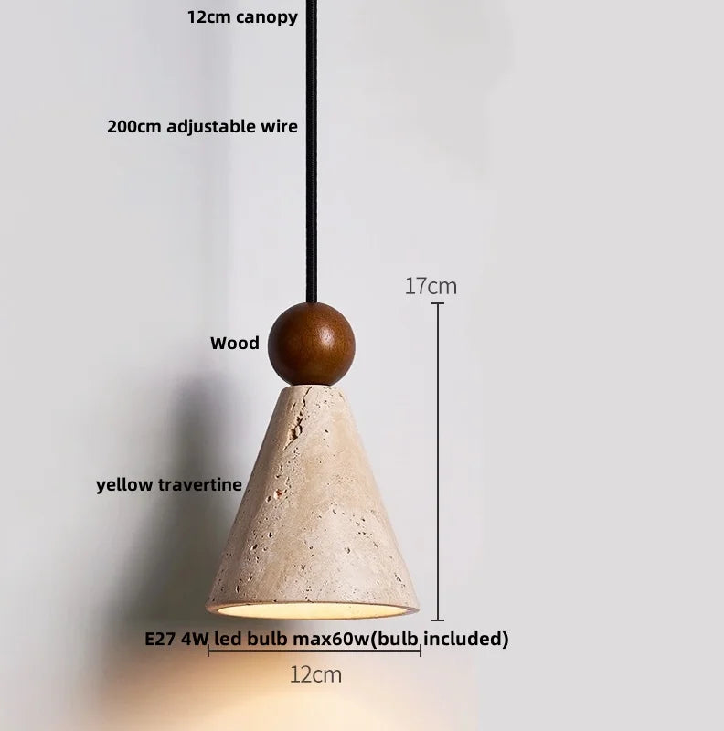 DecorBites™ Iron LED Pendant Light Fixture for Home Living Room, Restaurant Yellow Travertine Ball Hang Lamp