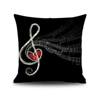 DecorBites™ Letter Notes Piano Graphic Print Linen Pillowcase 45x45cm Living Room Decor