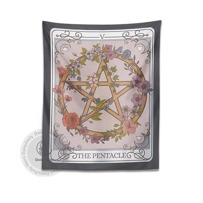 Decobites Pentacle Tarot Tapestry: Witchy Forestcore Botanical Magic for Home Decor