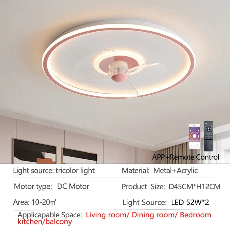 DecorBites™ Ceiling Fan with LED Light & Remote Control, Ideal for Home Bedroom and Living Room