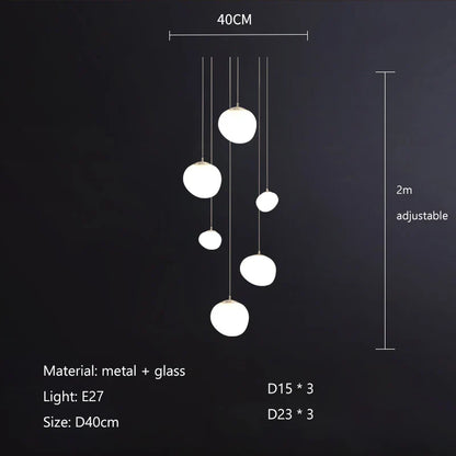 DecorBites™ Cobblestone Glass LED Pendant Lights for Villa Hotel Loft Stair Lamp