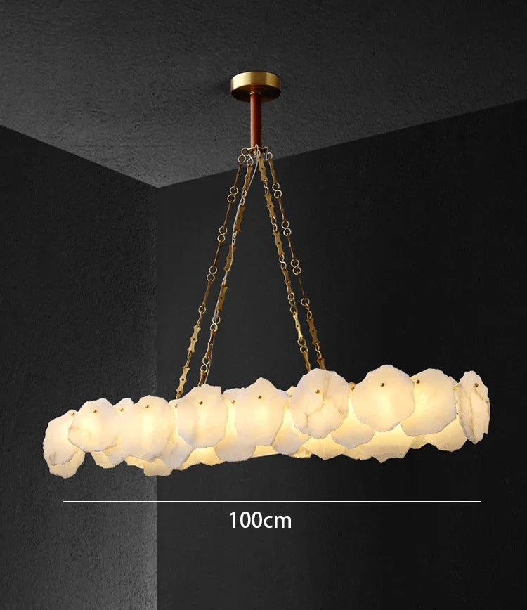 DecorBites™ Brass Marble Ceiling Chandelier: Modern Living Room Dining Table Hanging Lamp