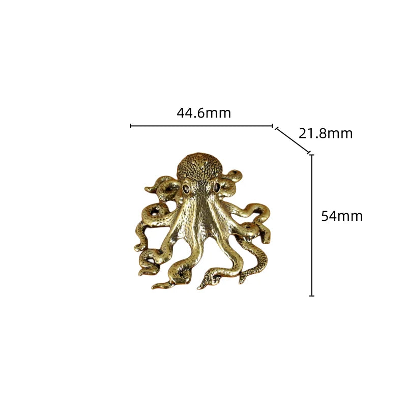 DecorBites™ Brass Octopus Sculpture: Golden Metal Home Decor Figurine