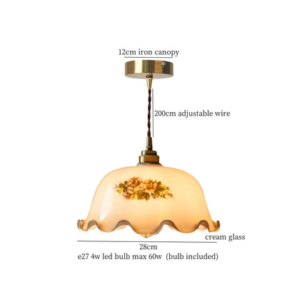 Decorbites™ Creme-Spitzen-Glas-LED-Hängeleuchte: Vintage-Messing-Loft-Café-Bar, Wohnzimmer-Dekoration