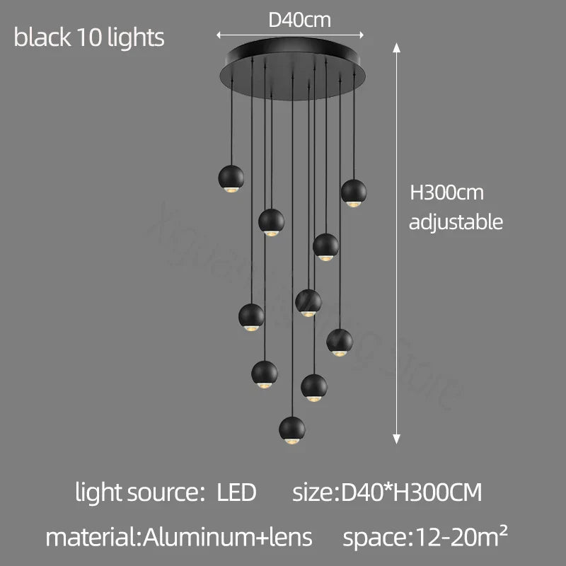DecorBites™ Globe Lens Metal Chandelier for Living Room Kitchen Bedroom Cafe Staircase Villa