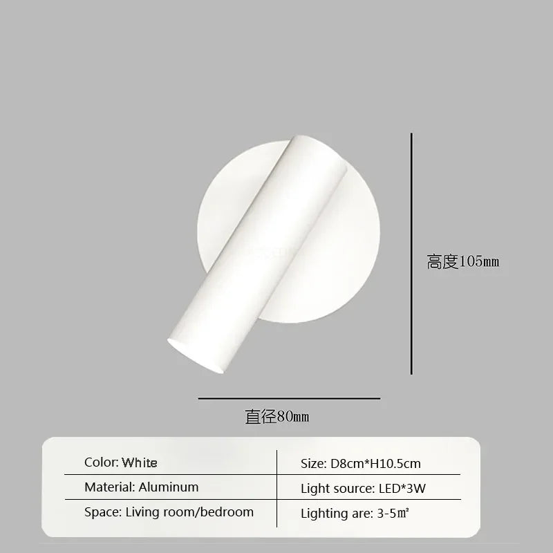 Lámpara de pared LED de aluminio dorado Decorbites™ giratoria para dormitorio, sala de estar y oficina