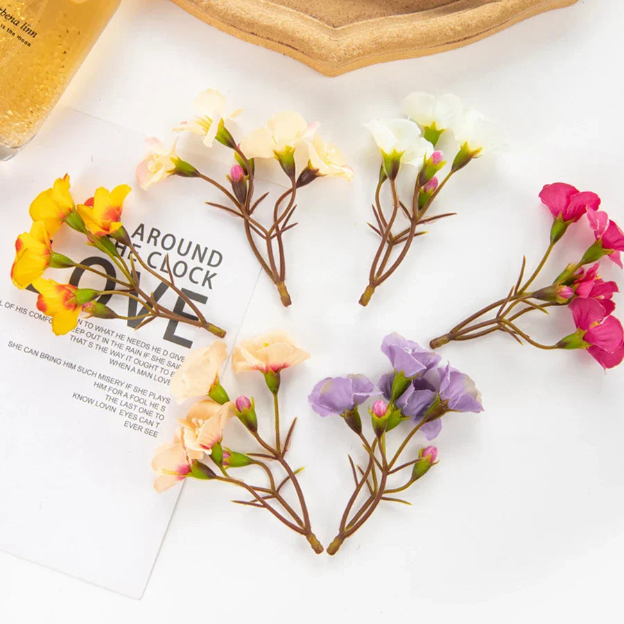 DecorBites™ Artificial Flowers: Christmas Decor, Home Wedding Bouquet, Scrapbooking Bouquets