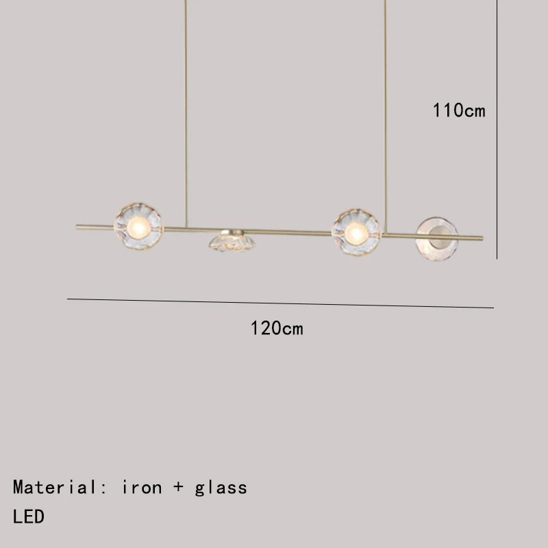 DecorBites™ Glass LED Chandeliers Gold Metal 3000K: Restaurant Parlor Kitchen Dining Lighting
