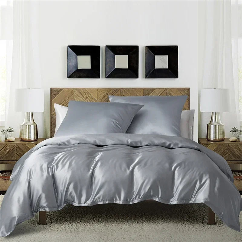 Satin King Size Duvet Cover Set by Decobites - Soft, Cozy, Skin-friendly Bedding for Queen Bed