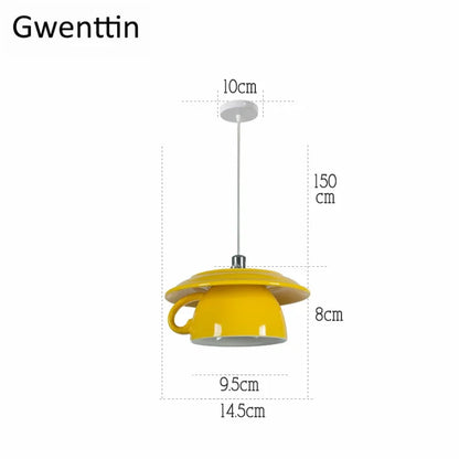 Lámpara colgante de techo moderna DecorBites™ con forma de taza de cerámica