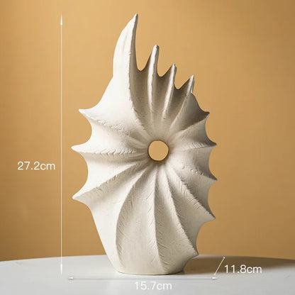 DecorBites™ Conch Shape Ceramic Vase for Artificial Flower Arrangements