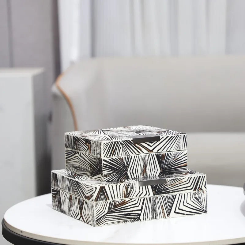 DecorBites™ Black & White Zebra Pattern Jewelry Storage Box Desktop Organizer