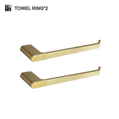DecorBites™ Gold Bathroom Accessories Set: Towel Bar Rail, Toilet Paper Holder, Towel Rack, Hook