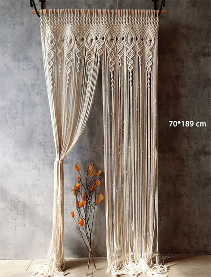 Macrame Cotton Door Curtain | Boho Wall Hanging Tapestry by Decobites