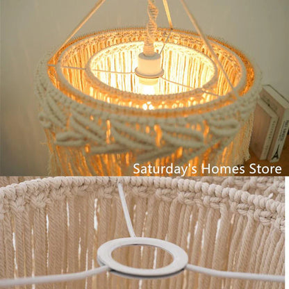 Decobites Boho Macrame Ceiling Pendant Light Cover for Home Bedroom Chandeliers