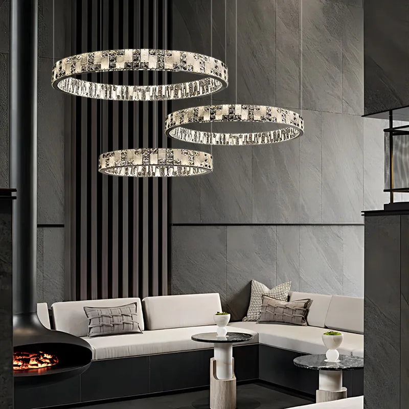 DecorBites™ Crystal Lustre Circle Chandelier LED Lights - Modern Luxury Minimalism décor