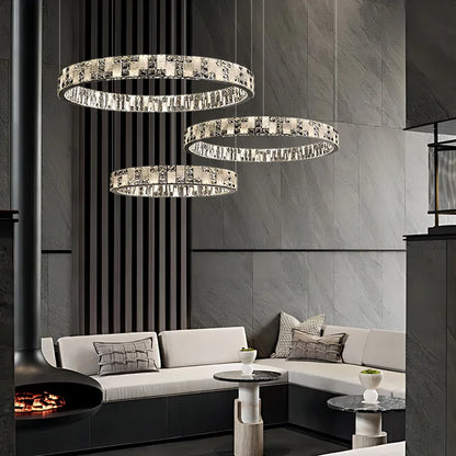 DecorBites™ Crystal Lustre Circle Chandelier LED Lights - Modern Luxury Minimalism décor