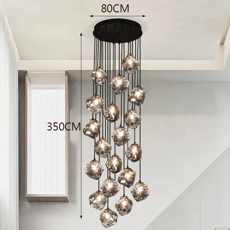 Black Modern LED Chandelier 19-Head Smoky Grey