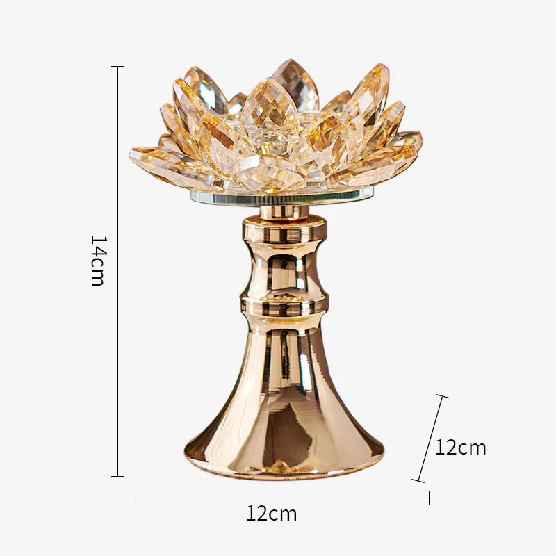 DecorBites™ Lotus Glass Flower Crystal Candle Holder Home Decor Accessory