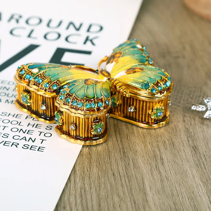 DecorBites™ Butterfly Enamel Gem Jewelry Box - Small Earring Organizer for Home Décor