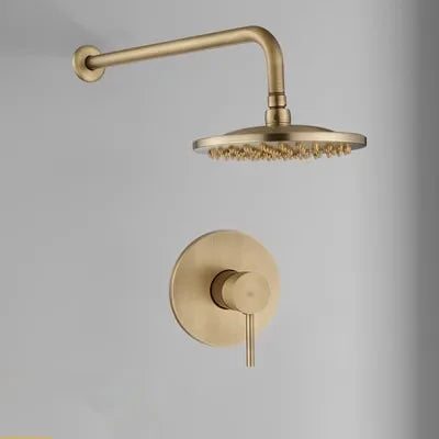 مجموعة حنفية دش نحاسية عتيقة من DecorBites™ برأس دائري مقاس 10 بوصات - طقم حائط للحمام