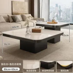 DecorBites™ Light Luxury Rock Square Coffee Table Modern Minimalist Living Room Combo