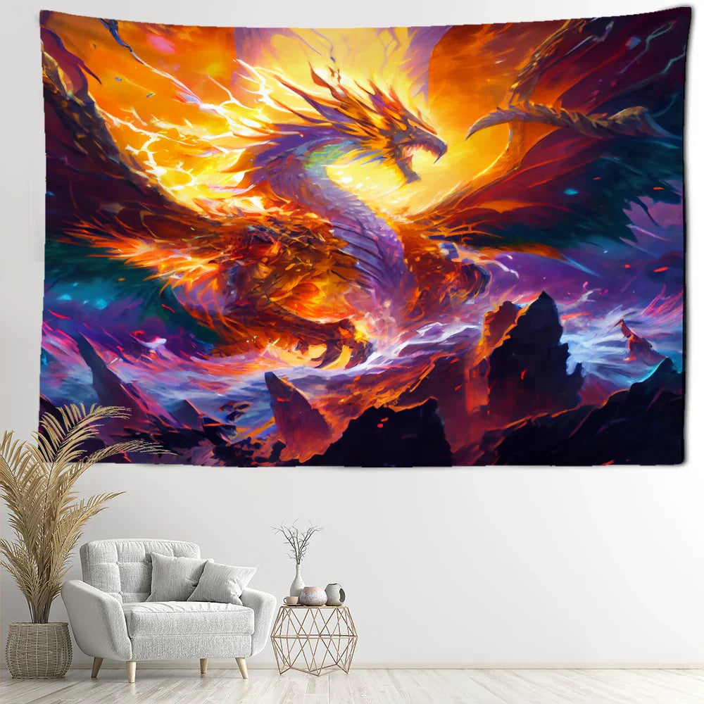 Decobites Mysterious Witchcraft Dragon Tapestry Wall Hanging Home Decor