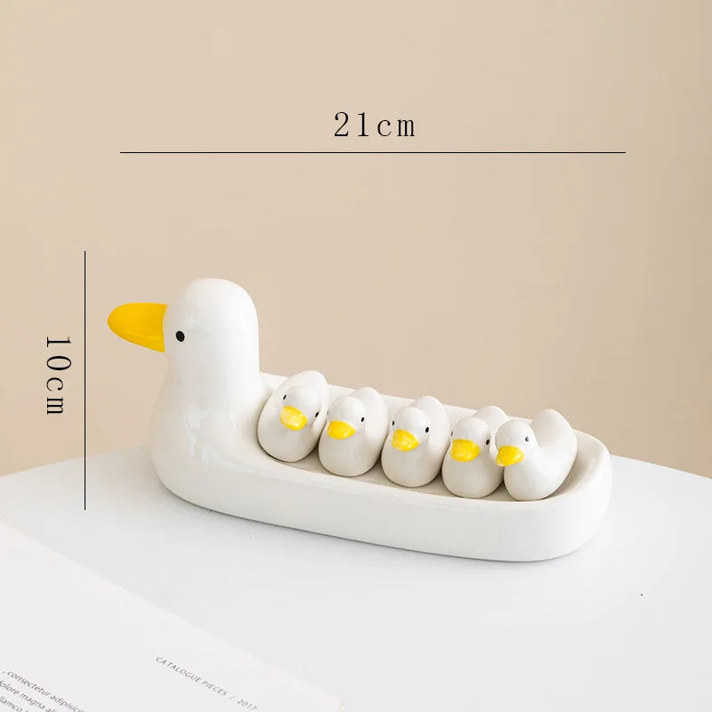 DecorBites™ Duck Chopstick Holder Tray White Rabbit Porcelain Plate Home Decor