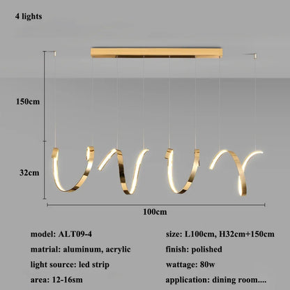 DecorBites™ Gold Irregular LED Pendant Lights for Modern Living & Dining Room Lighting