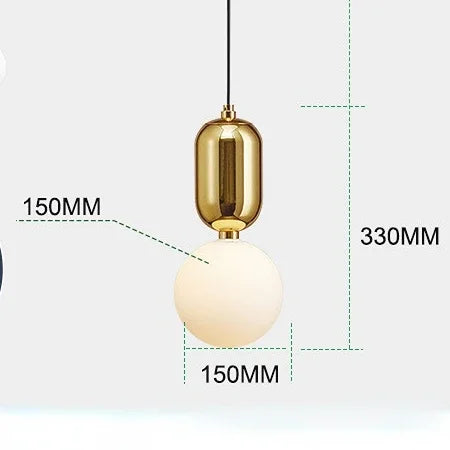 DecorBites™ Gold Ring Glass Ball Pendant Light Fixture for Bedroom Living Room.