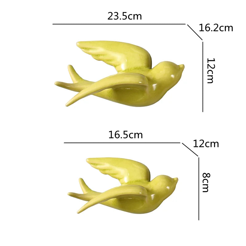 DecorBites™ Flying Bird Ceramic Wall Ornament Simulation Room Decoration Indoor Accent